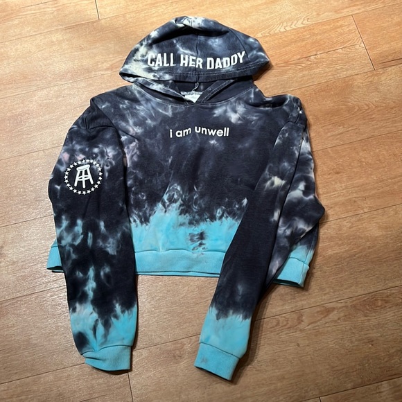 Tops Call Her Daddy Barstool Sports Blue Tie Dye Crop Sweatshirt